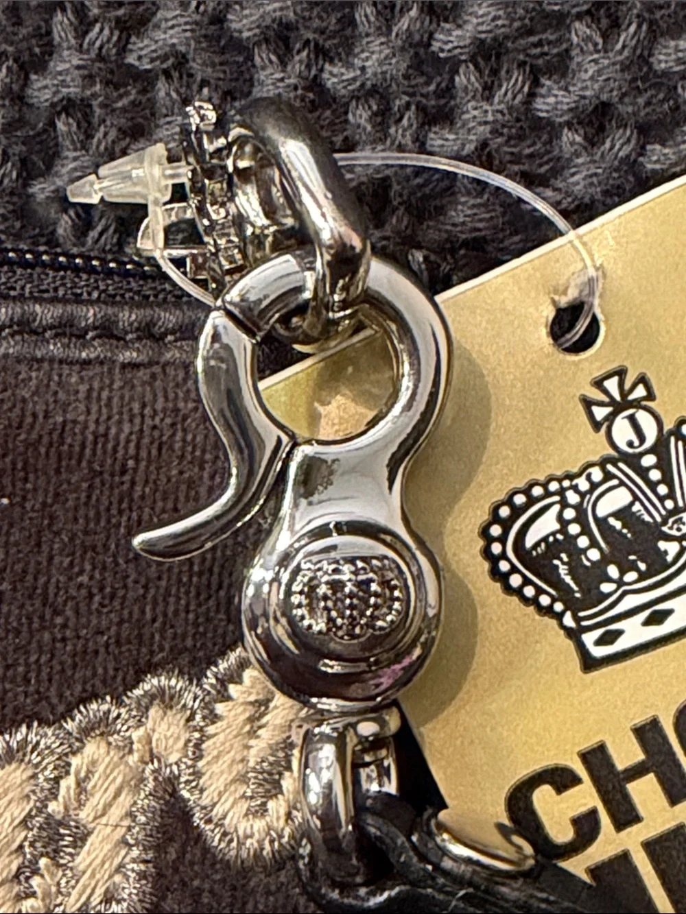 Juicy Couture Brown Suede Logo Wristlet with Gold Charm